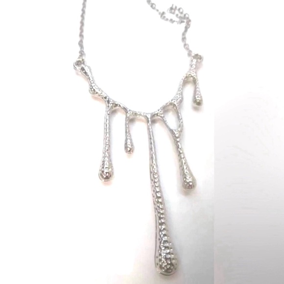 Melting Metal Dripping Droplet Blood Liquid Water Goth Edgy Vamp Two Way Pendant - Picture 16 of 16